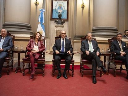 Os juízes da Suprema Corte da Argentina na abertura do ano judicial, em 19 de março de 2019. Horacio Rosatti, o novo presidente do tribunal, é o primeiro à direita.