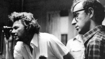 Gordon Willis e Woody Allen durante as filmagens de 'Manhattan'.