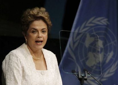 A presidenta Dilma Rousseff, durante pronunciamento na Assembleia da ONU.