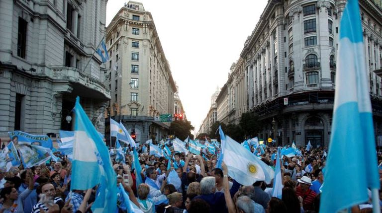 Manifestação em apoio ao Governo Macri no sábado, em Buenos Aires.