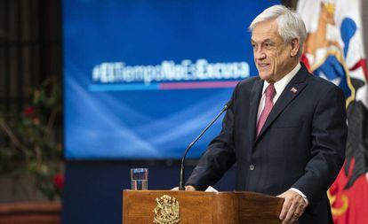 O presidente de Chile, Sebastián Piñera, no ato de promulgação da lei.