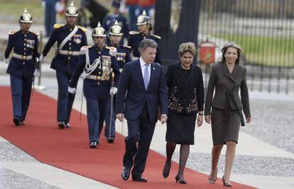 Santos, Rousseff e a primeira-dama da Colômbia, na sexta-feira.