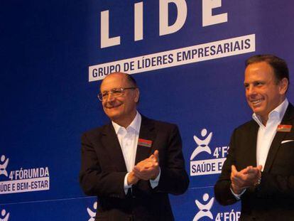 Geraldo Alckmin e João Dória, em evento organizado pelo empresário, em maio de 2015.