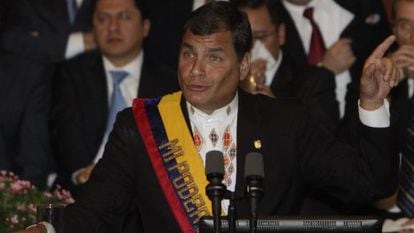 Rafael Correa, presidente do Equador, durante seu informe de governo.