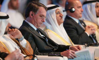 Bolsonaro durante fórum de negócios em Abu Dhabi, em 27 de outubro.