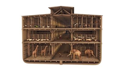 Reconstrução em 3D da Arca de Noé, a partir da entrada na 'Enciclopédia', incluída em 'O livro do Gênesis liberado'. 