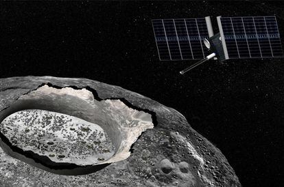 Ilustração da missão da NASA ao asteroide 16 Psique.
