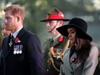 El principe Enrique y Meghan asisten a la misa de conmemoración del Día de Anzac, en Londres.