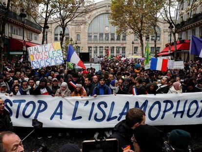 Manifestação contra a discriminação aos muçulmanos, em novembro de 2019 em Paris.