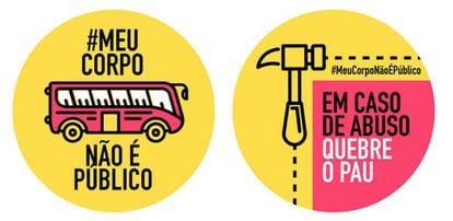 Adesivos da campanha do tumblr #MeuCorpoNãoÉPúblico.