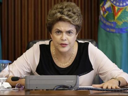 Dilma Rousseff, durante encontro com juristas nesta segunda-feira.