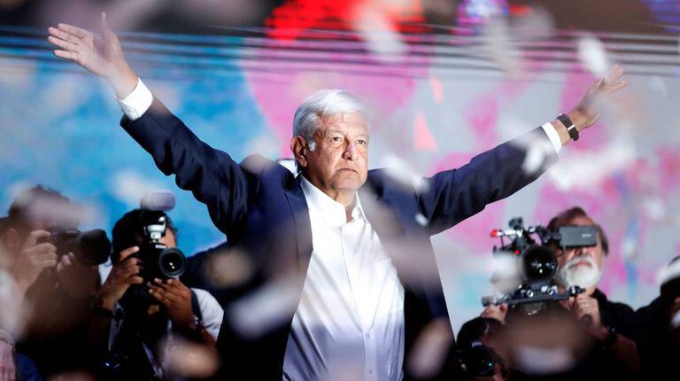 Andres Manuel Lopez Obrador durante discurso de vitória