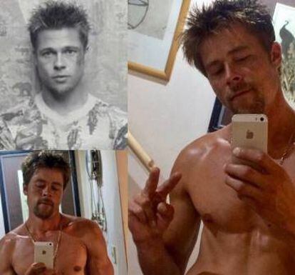 Montagem em que o sósia de Brad Pitt mostra sua semelhança com o ator. / Foto: Instagram