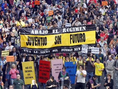 Manifestação em Madri contra os cortes na educação, em outubro de 2011.