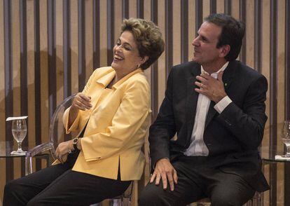 Dilma e Eduardo Paes na inaugura&ccedil;&atilde;o do Museu do Amanh&atilde;, no Rio, nesta quinta-feira. 