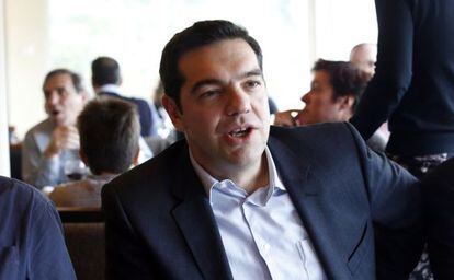 Alexis Tsipras, líder do Syriza, em Atenas no sábado.