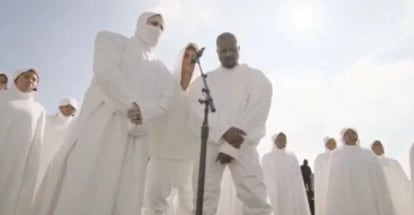 Marilyn Manson, Justin Bieber e Kanye West no dia 1º de novembro em um dos eventos musicais-religiosos deste último.