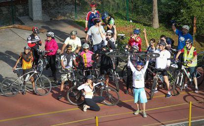 Ciclistas se manifestam a favor de uma ciclovia em S&atilde;o Paulo.