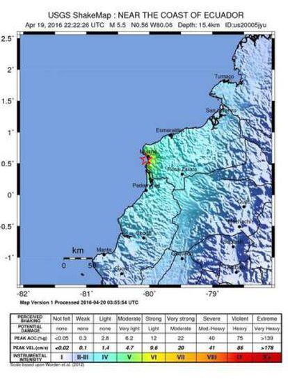 Localização do terremoto segundo a Agência Geológica dos Estados Unidos.