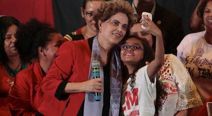 Dilma Rousseff em ato em S&atilde;o Paulo em 8 de julho.