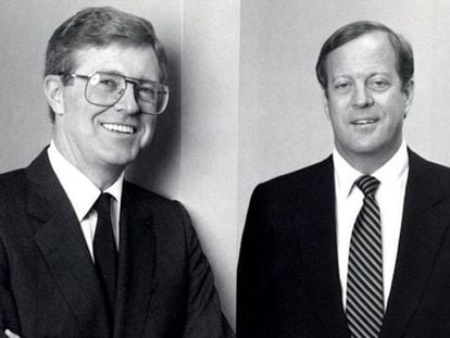 Os irmãos Charles (esquerda) e David Koch, em 1970. 
