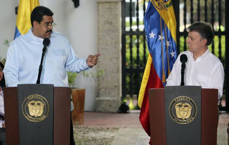 Maduro e Santos na Colômbia, no início do mês.