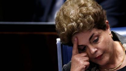 Dilma no dia de seu discurso de defesa.