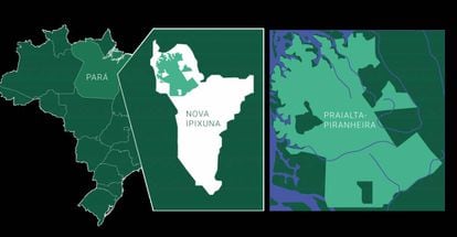 Localização do Assentamento Praialta Piranheira. Fonte: Territórios e alianças políticas do pós-ambientalismo (bit.ly/2SzrGwM)