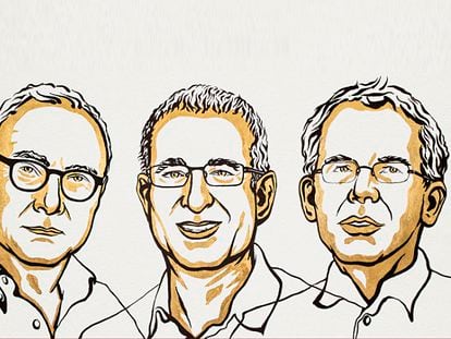 David Card, Joshua D. Angrist e Guido W. Imbes, ganhadores do Nobel de Economia 2021.