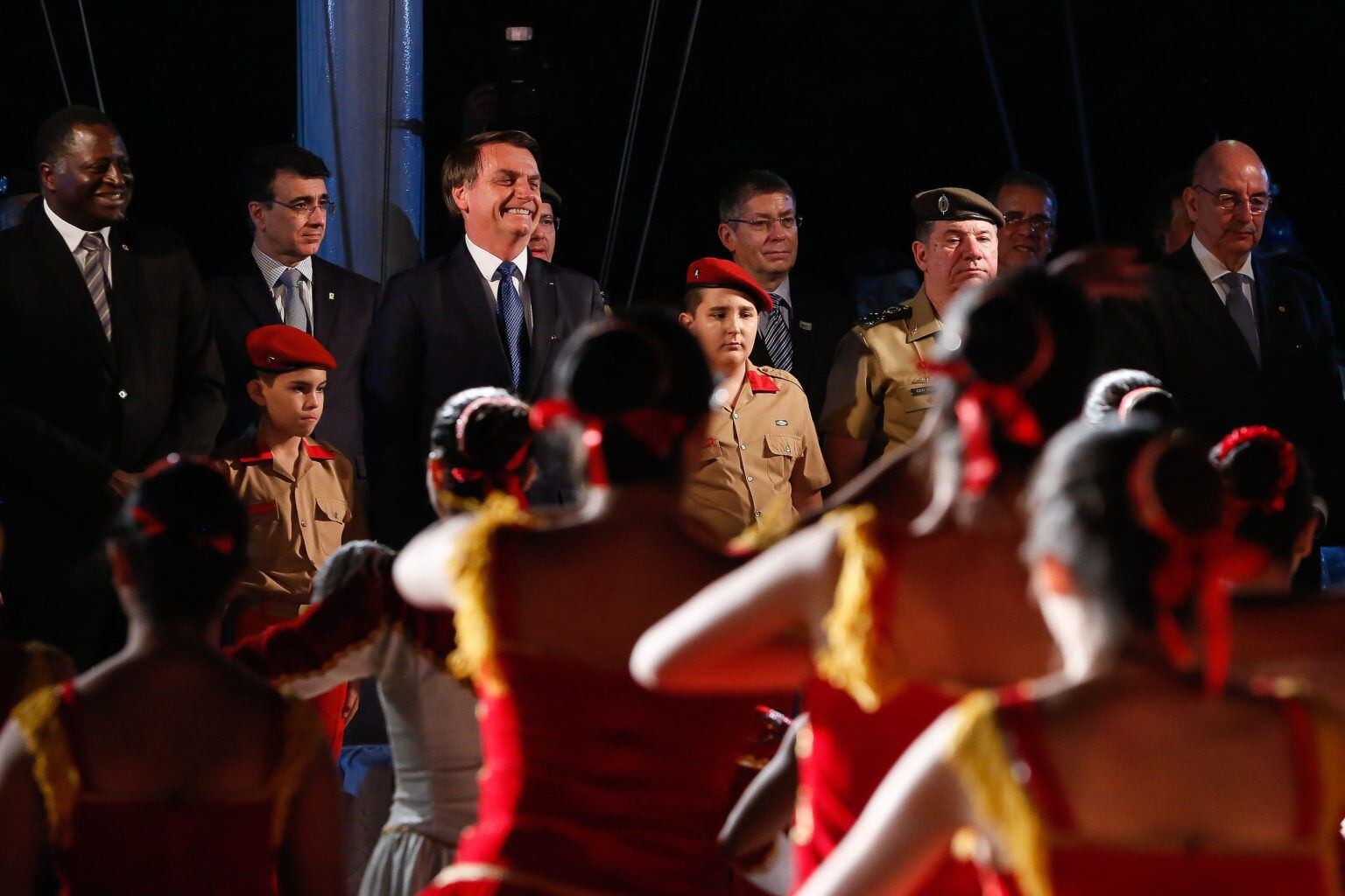 O presidente Jair Bolsonaro durante a comemoração do aniversário de criação do Colégio Militar de Brasília