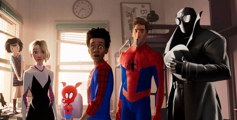 Os seis 'spiders', de 'Homem-Aranha no multiverso'.