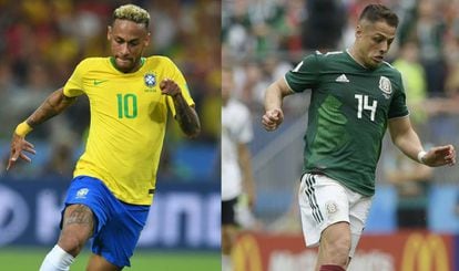 Neymar e Chicharito, os destaques de Brasil e México.