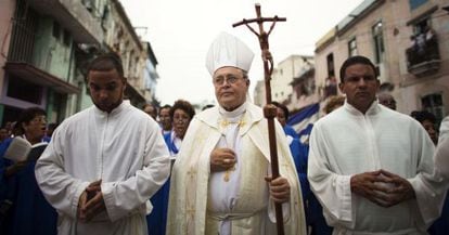 O cardeal cubano Jaime Ortega em uma procissão na quarta-feira.