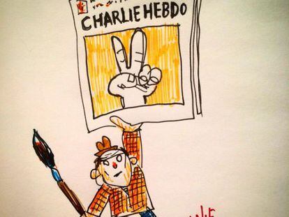Ilustra&ccedil;&atilde;o do argentino Liniers em apoio &agrave; revista Charlie Hebdo.