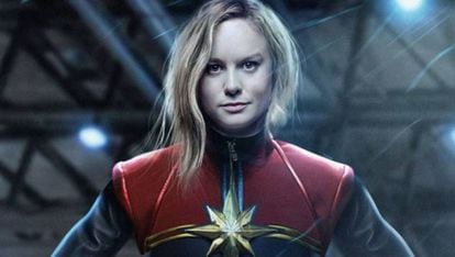 Imagem de divulgação de Brie Larson como Capitã Marvel