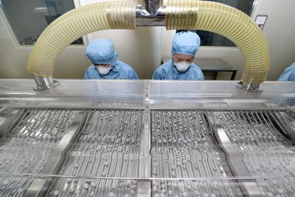 Uma fábrica de cloroquina na China.
