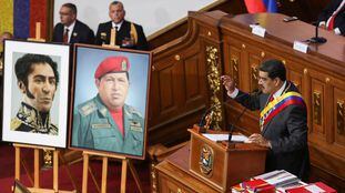 O presidente Nicolás Maduro discursa durante sua prestação de contas anual à Assembleia Nacional Constituinte da Venezuela, nesta quarta.
