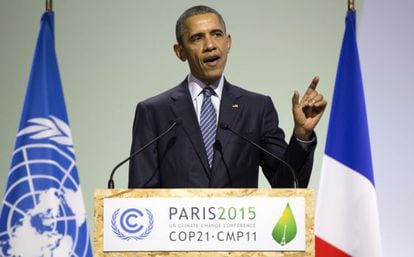 Obama, durante sua intervenção na cimeira do clima.