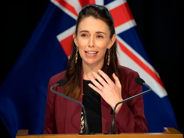 New Zealand's Prime Minister Jacinda Ardern briefs the media about the COVIS-19 coronavirus at the Parliament House in Wellington on April 27, 2020. - Ardern claimed New Zealand had scored a significant victory against the spread of the coronavirus, as the country began a phased exit from lockdown. (Photo by Mark Mitchell / POOL / AFP)