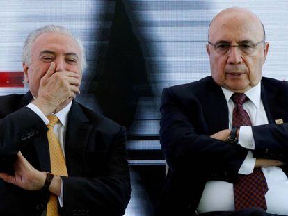 Temer e Meirelles no evento do MDB, em Brasília.