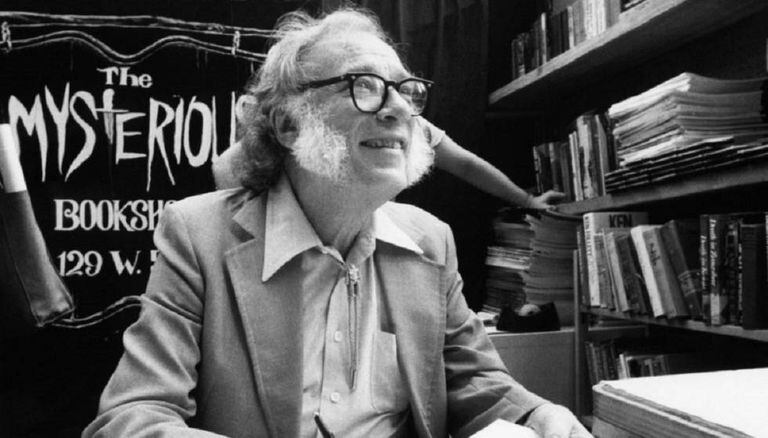 Isaac Asimov em 1984 na livraria Mysterious Book Store de Nova York.