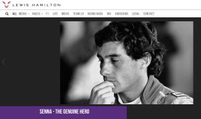Reprodução do site de Hamilton que homenageia Ayrton Senna.