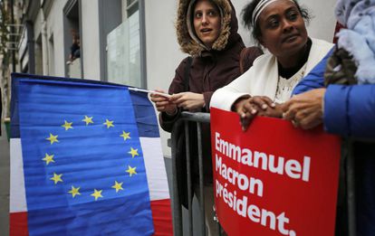 Apoiadores de Emmanuel Macron.