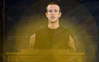 Mark Zuckerberg numa entrevista coletiva na Universidade Georgetown, em Washington, em 2019.