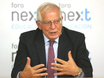 O chefe da diplomacia da UE, Josep Borrell em uma conferência na subsede da Comissão Europeia em Madri, na sexta-feira passada.