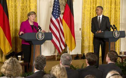 Merkel e Obama, nesta segunda-feira.