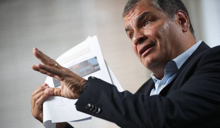 O ex-presidente do Equador, Rafael Correa, durante uma entrevista em Bruxelas, em outubro de 2019.