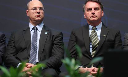 Witzel e Bolsonaro participam de cerimônia de integração do submarino Humaitá, no dia 11 de outubro.
