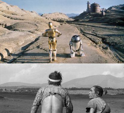 Fotogramas de O Retorno de Jedi e A Fortaleza Escondida de Kurosawa.