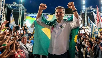 O candidato do PSDB, em ato em Belo Horizonte.